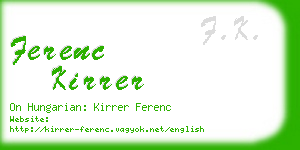 ferenc kirrer business card